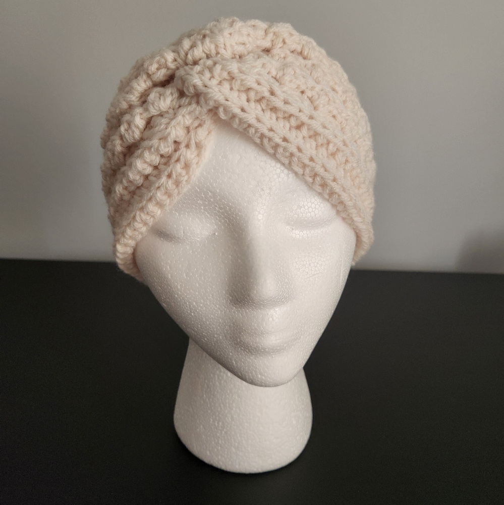Handmade Crocheted Twisted Cream Earwarmer Headband, New